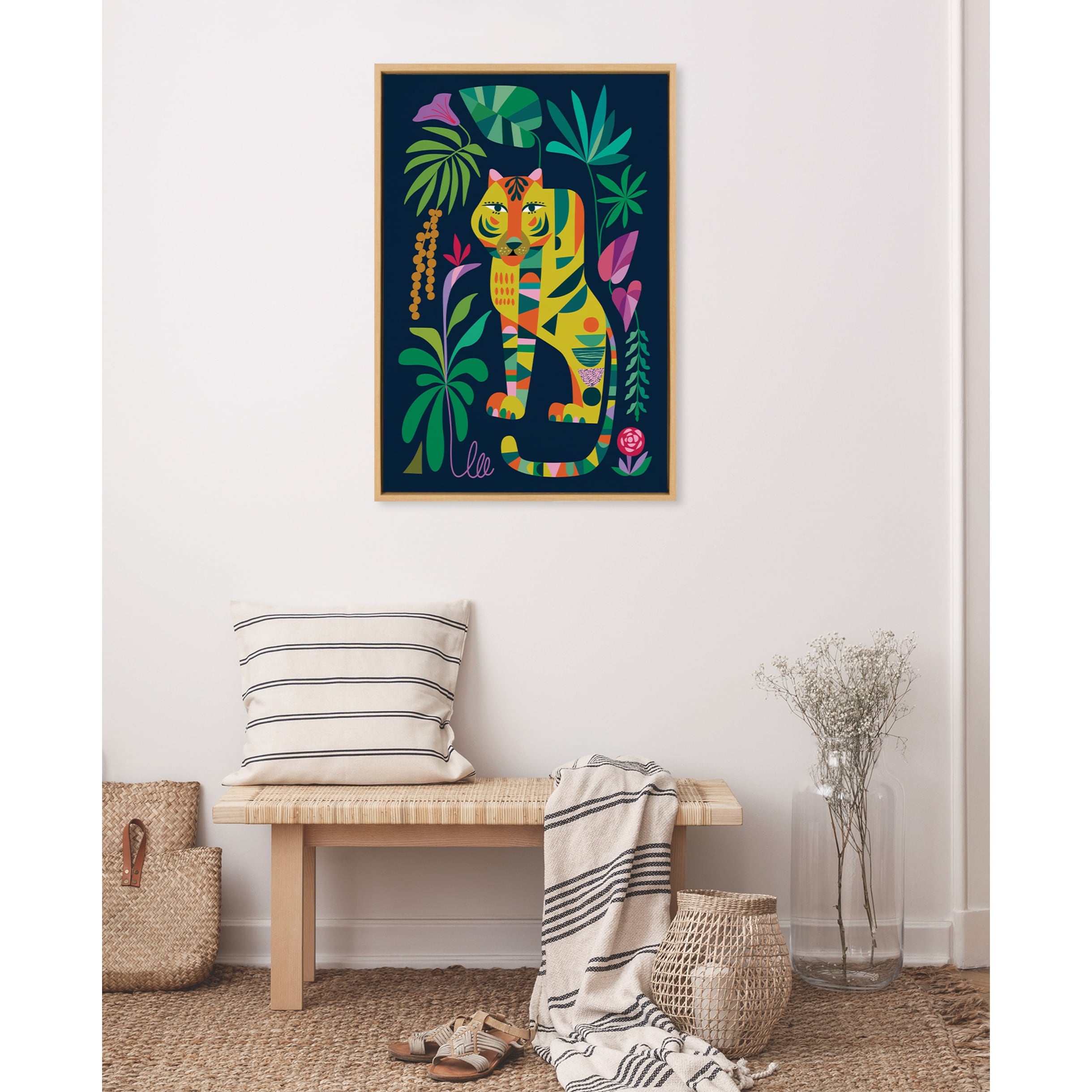 Kate and Laurel Sylvie Tiger in the Forest Framed Canvas by Rachel Lee