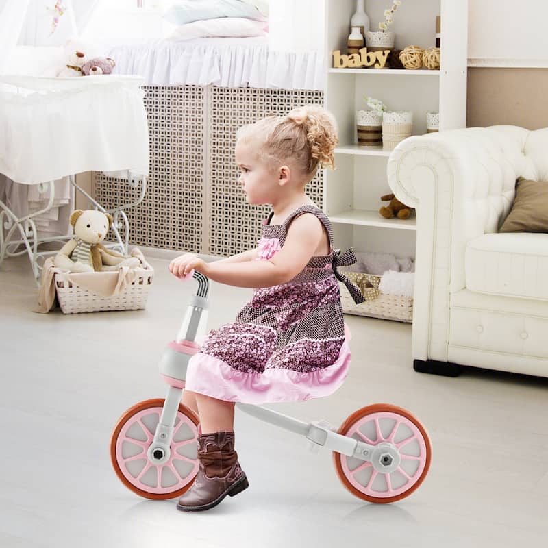 4-in-1 Adjustable Kids Tricycle with Parental Handle and EVA Wheels Safe Riding for Toddlers - 14.5" x 28.5" x 39.5"
