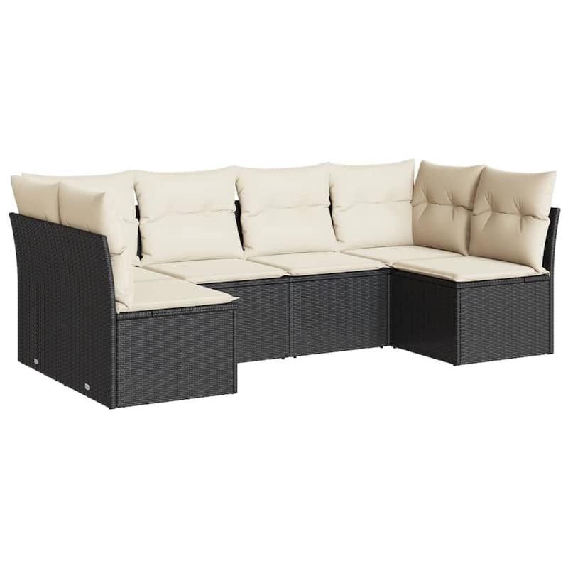 vidaXL Garden Sofa Set Black PE rattan Large Modular - 24.4 x 24.4 x 27.2