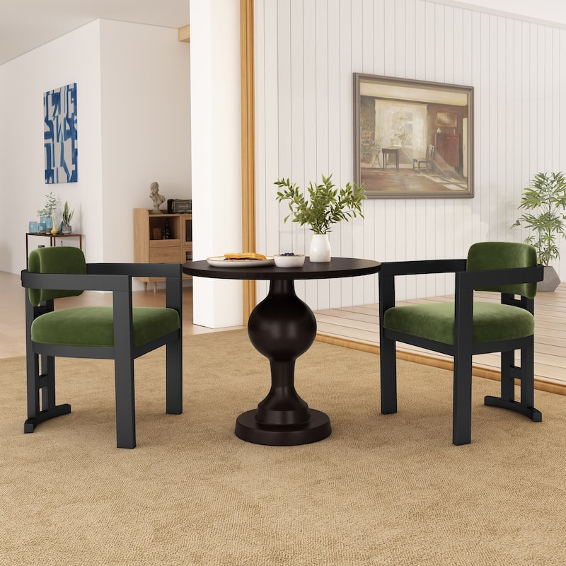 Roomfitters Modern Velvet Upholstered Dining Chairs with Solid Wood Legs, Set of 2