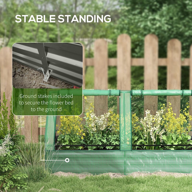 6' x 3' Galvanized Raised Garden Bed with Mini Greenhouse