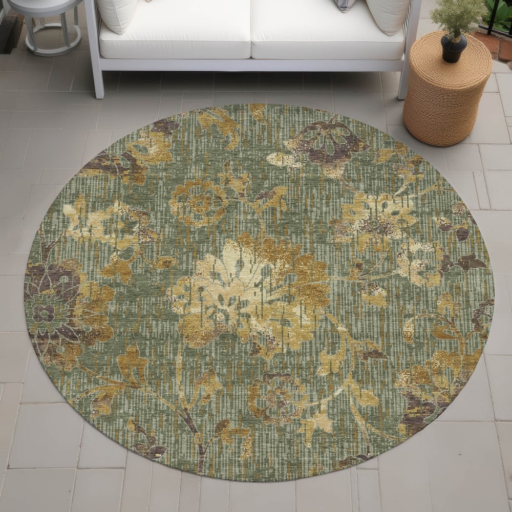 Machine Washable Indoor/ Outdoor Floral Estes Chantille Rug