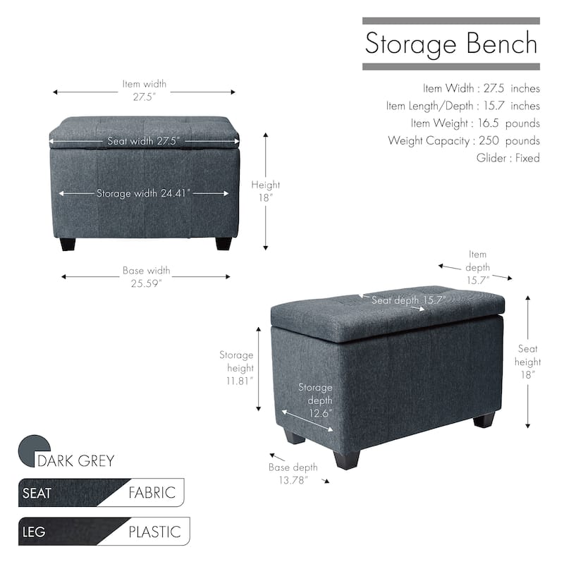 Porthos Home Vivi Fabric Flip Top Storage Bench