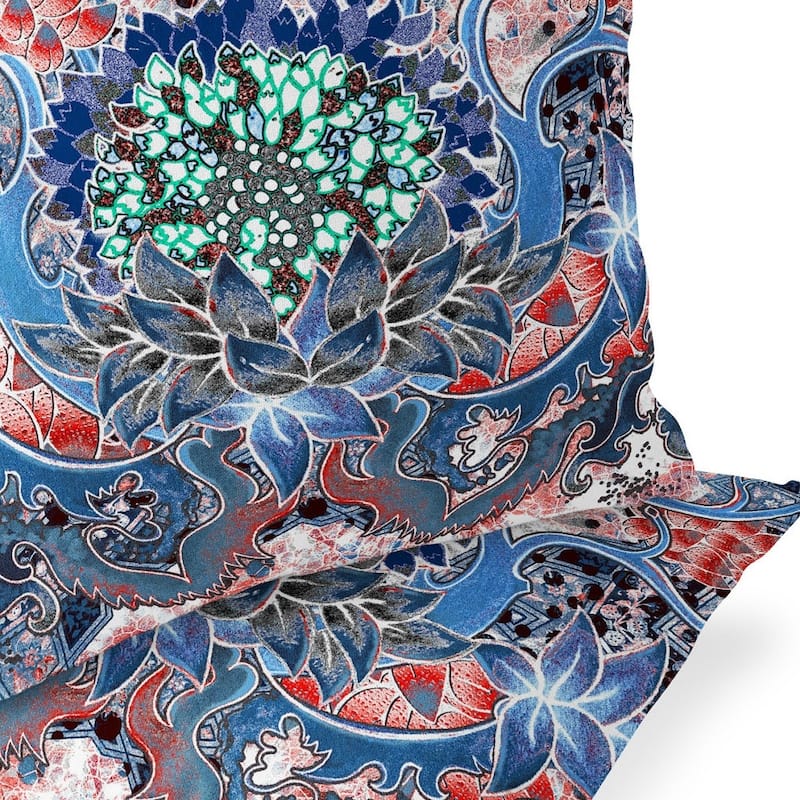 HomeRoots Set of Two 16" X 16" Blue and Pink Blown Seam Floral Indoor Outdoor Throw Pillow - 16.00' X '16.00' X '5.00