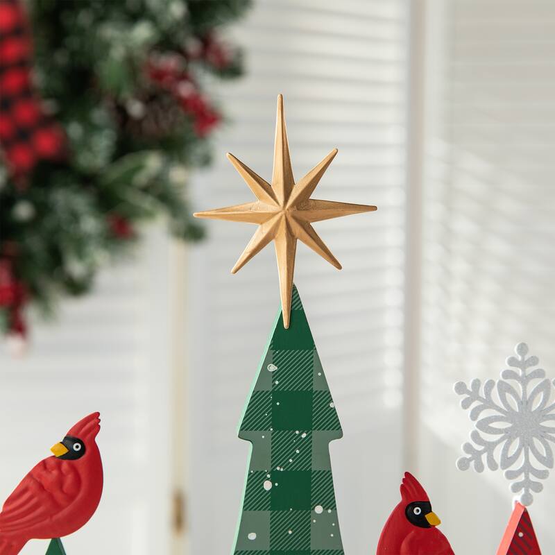 Glitzhome 23.5"H Wooden Christmas Tree Table Decor