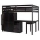 preview thumbnail 56 of 58, Full Size Multifunctional Loft Bed with Wardrobe With Shelves,A Side Desk With 2 Drawers,A Movable Table