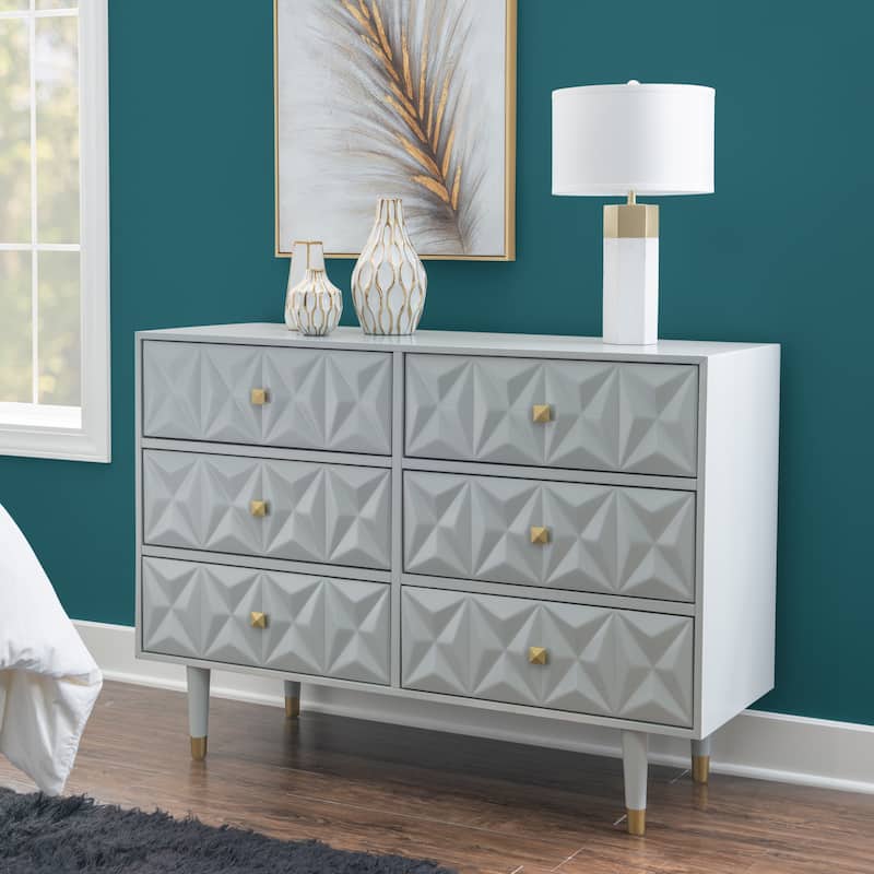 Bea Geometric Textured Glam 6-drawer Dresser