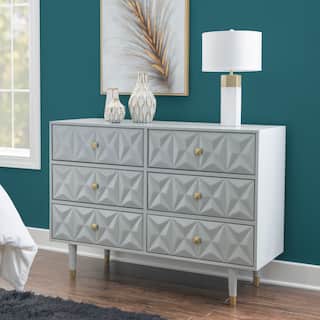 Linon Bea Geometric Textured Glam 6-drawer Dresser