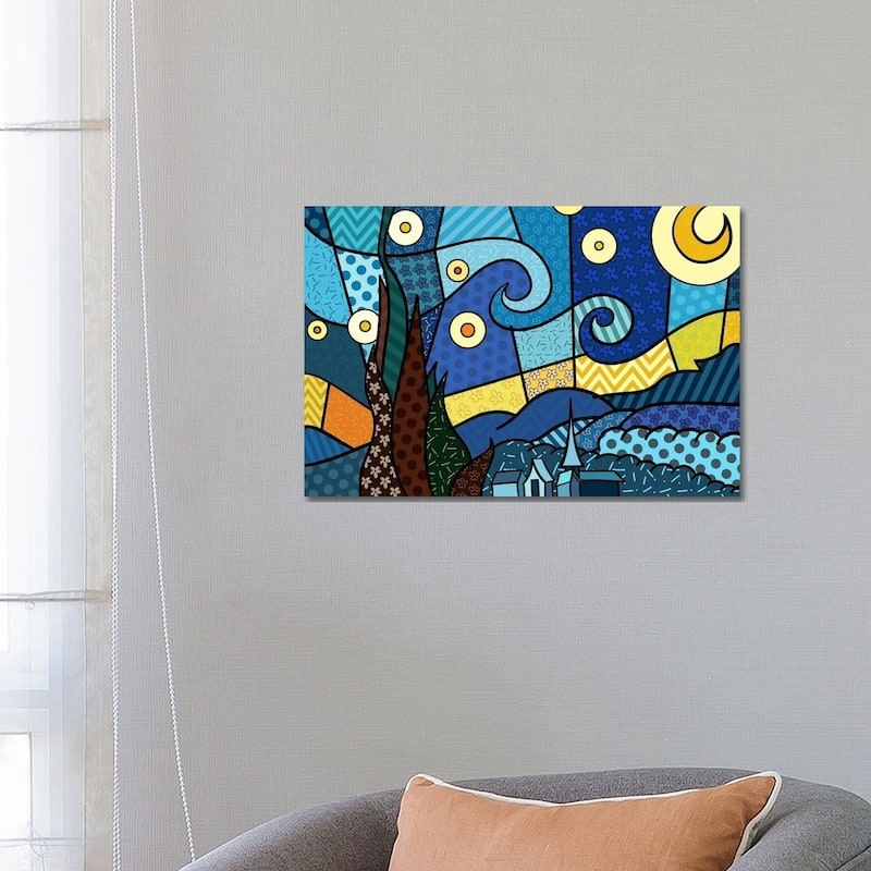 iCanvas "Starry Night 2 (After Vincent Van Gogh)" by 5by5collective Canvas Print - 18x26x1.5