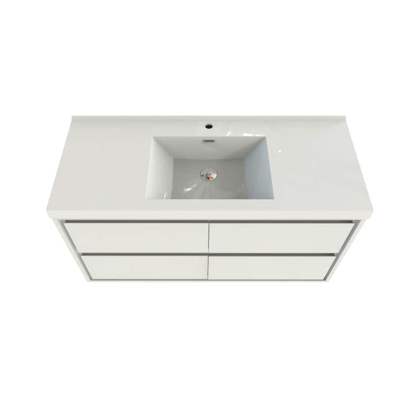 Sage 60" wall mounted bathroom vanity with single basin acrylic top