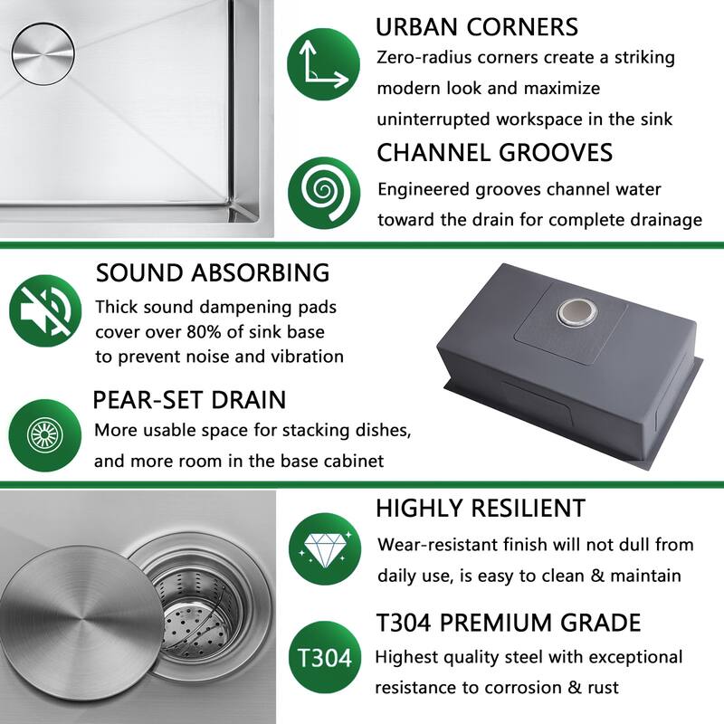 30" Undermount Kitchen Sink and Pull-down Faucet Combo with Drain Strainer, Protective Bottom Grid, All in One (30" x 18" x 9")