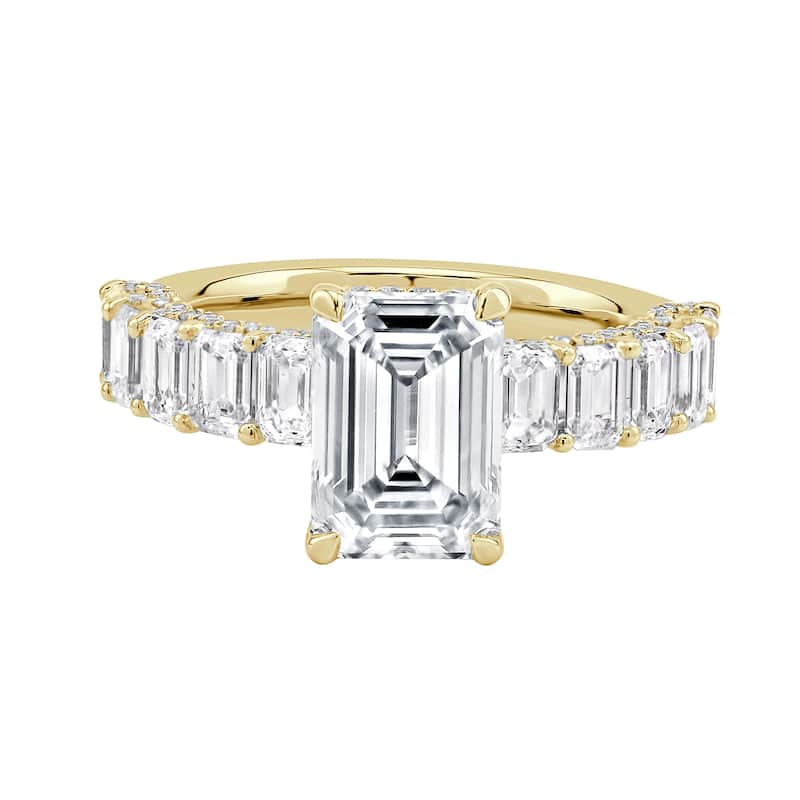 Auriya 14k Gold 8.00ctw Lab grown Emerald Vintage Hidden Halo Diamond Engagement Ring (F-G VS) - Yellow - 7