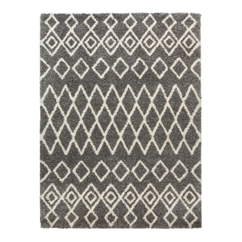 Gertmenian Thayer Jamila Modern Tribal Grey/White Shag Area Rug