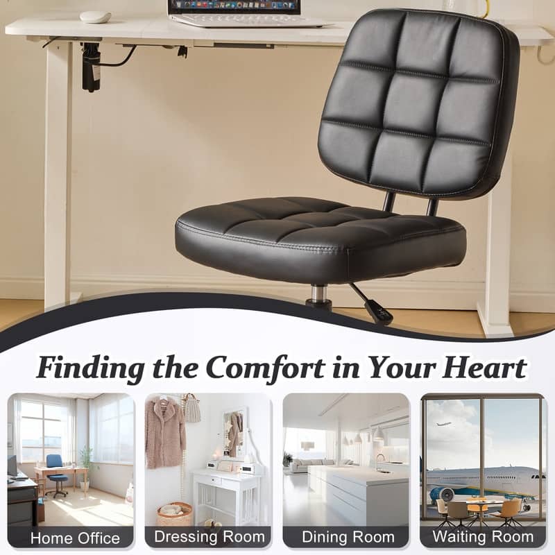 22.1 Inch Upholstered PU Lattice Swivel Office Chair