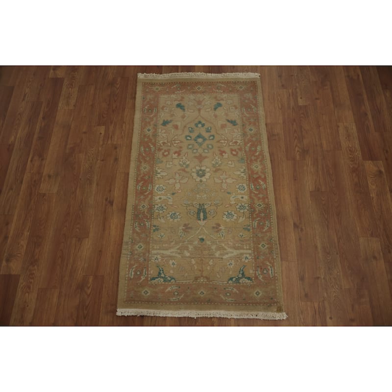 Hand Knotted Oriental 100% Wool Carpet Traditional All-Over Brown Ziegler Area Rug - 3' 7'' X 2' 0''