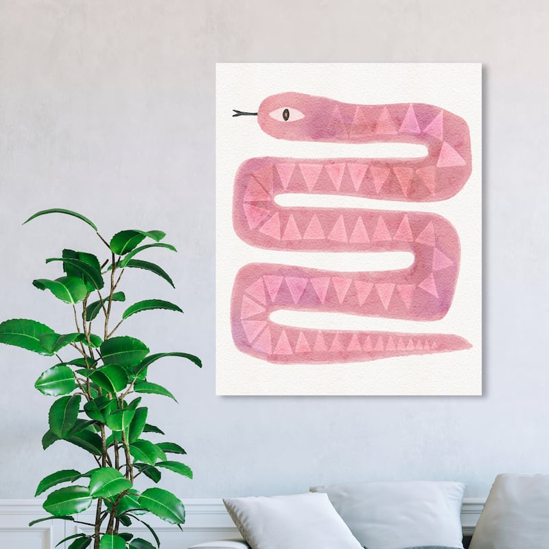 Wynwood Studio Canvas Animals Serpentine Blush Pink and Modern & Contemporary Wall Art Canvas Print - 45 x 36