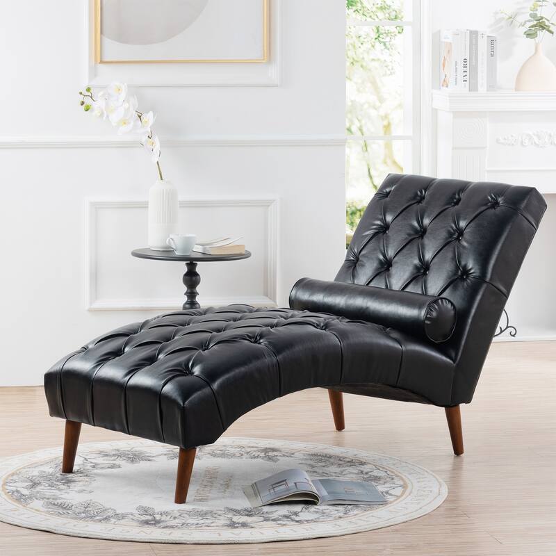 Christopher Knight Home - Arlo Upholstered Chaise Lounge with Rolling Pillow and Birch Legs