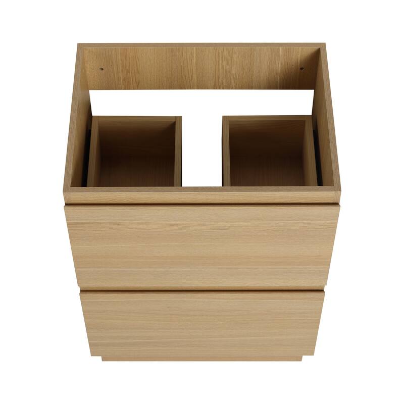 Elegant 24-Inch Bathroom Vanity with Single Resin Sink, 2 Drawers, Waterproof Finish, and Pre-Drilled Faucet Hole
