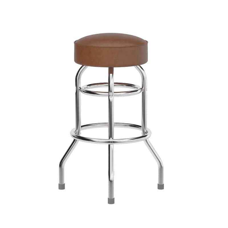 Double Ring Chrome Barstool - 20.5"D x 20.5"W x 30.25"H