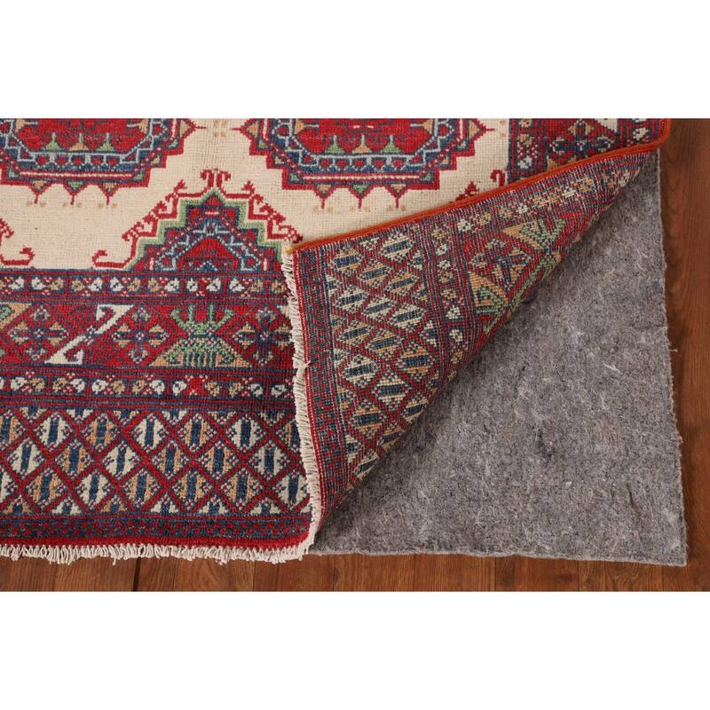 Geometric Kazak Oriental Foyer Rug Handmade Wool Carpet - 3'3"x 4'9"