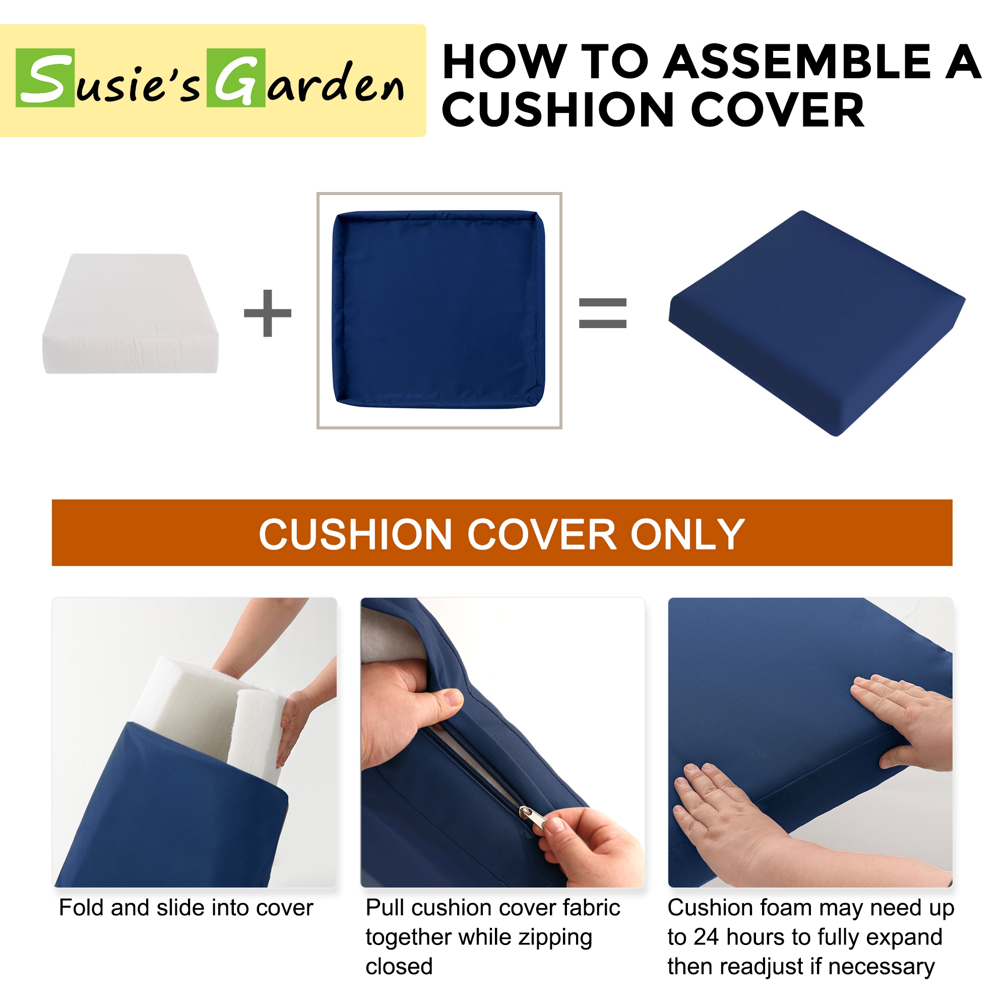 9 Pcs Patio Cushion Covers 24.5 x 24.5 Waterproof with Zipper Covers Only Blue