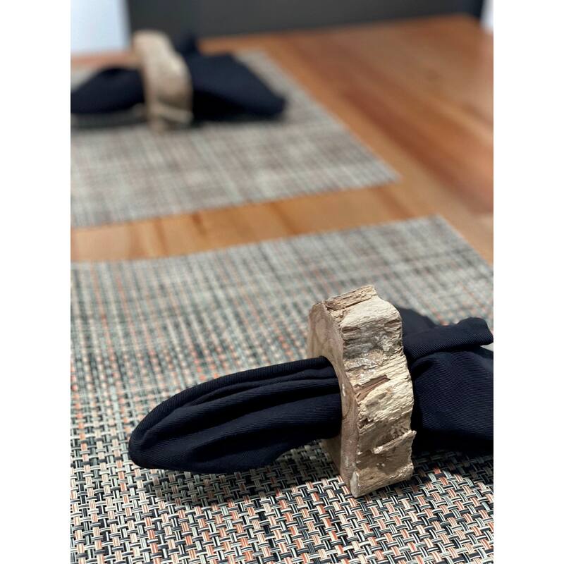 Zeckos Natural Acacia Wood Slice Napkin Rings Dining Decor (Set Of 8) - 1.25 X 4.25 X 4 inches