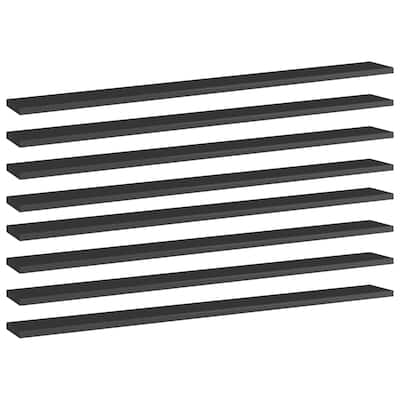 vidaXL Bookshelf Boards 8 pcs High Gloss Black 39.4"x3.9"x0.6" Chipboard