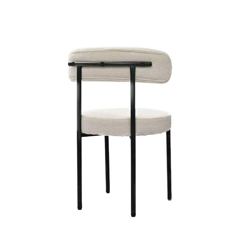 Boucle Dining Chairs Set of 2, Curved Backrest Chair