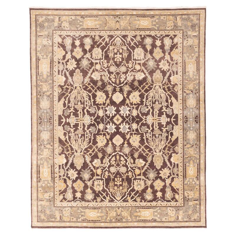 ECARPETGALLERY Hand-knotted Jamshidpour Dark Brown Wool Rug - 7'11 x 9'11