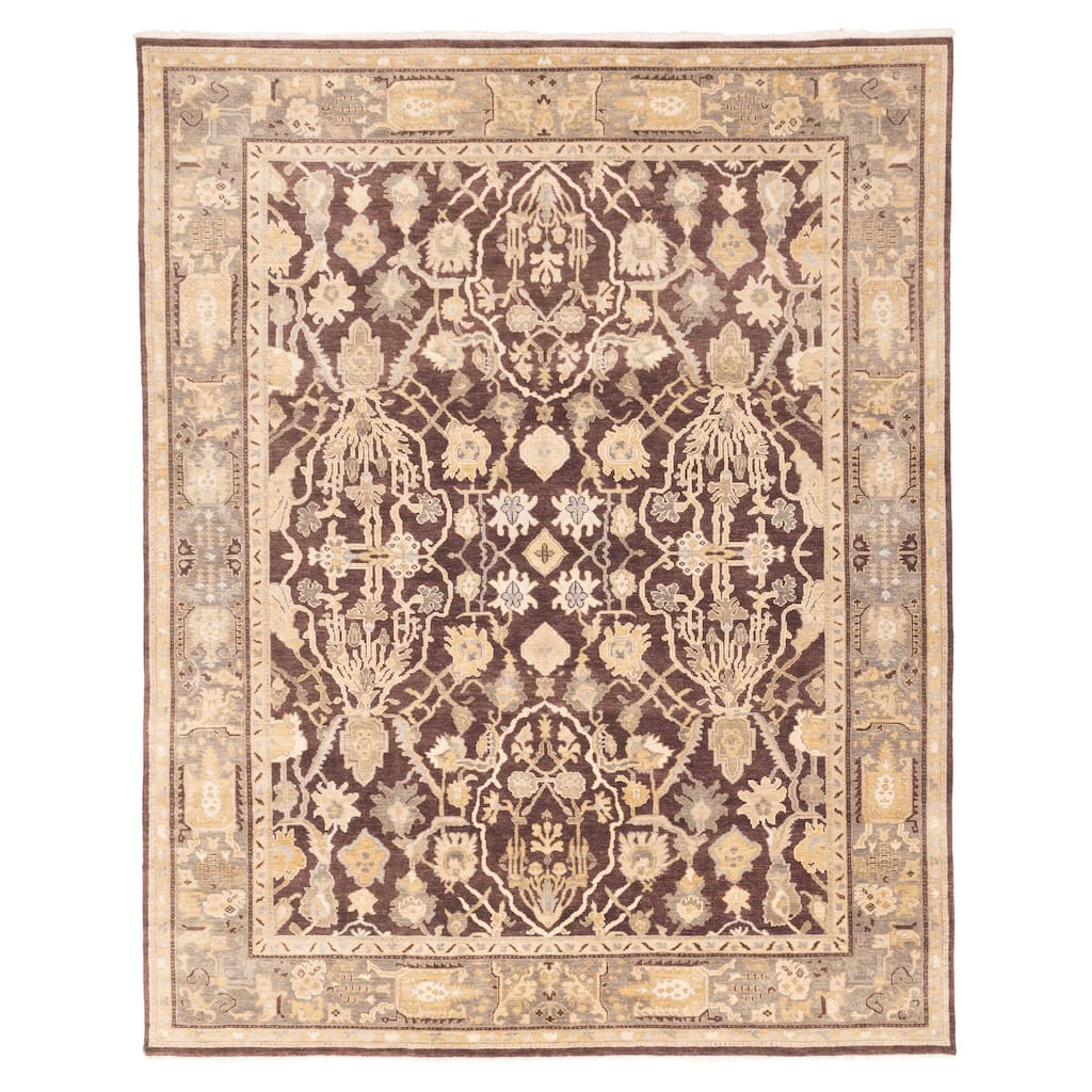 ECARPETGALLERY Hand-knotted Jamshidpour Dark Brown Wool Rug - 7'11 x 9'11