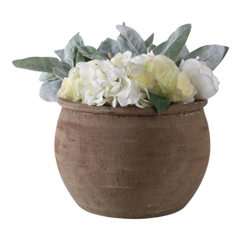 Terracotta Planter with Rounded Silhouette and Textured Surface
