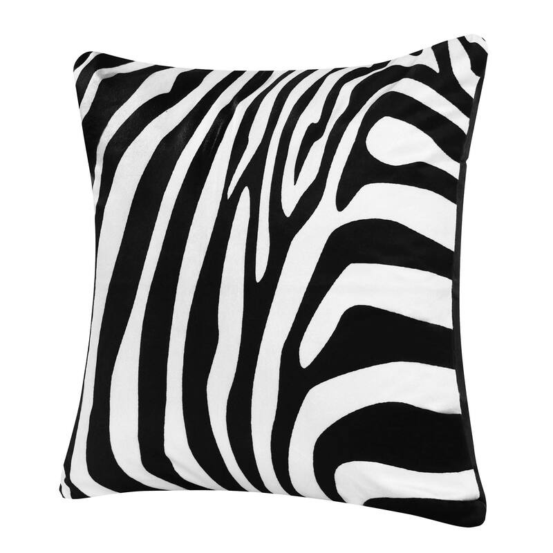 Hand Woven Animal Printed Square Throw Pillow - 20" - Black and White