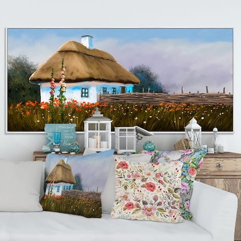 Designart "Traditional House In The Village XI" Landscapes Framed Canvas artwork