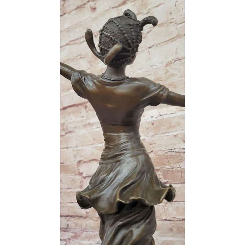 Art Deco Bronze Performer Dancer Girl By Colinet On Marble Base