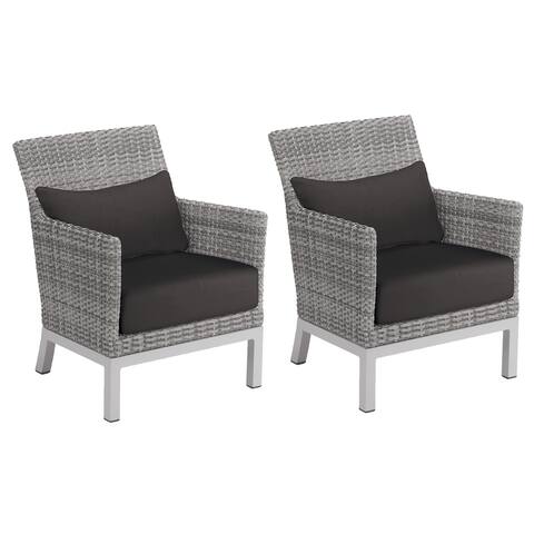 Oxford Garden Argento Resin Wicker Club Chair - Jet Black Polyester Cushion and Pillow (Set of 2)