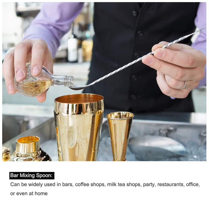 Bar Mixing Spoon, Stainless Steel Cocktail Spoon 12Inch Spiral Pattern