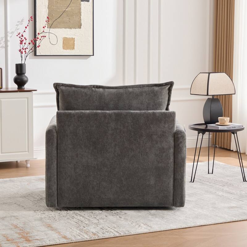 36.22" Chenille Upholstered Single Swivel Chair