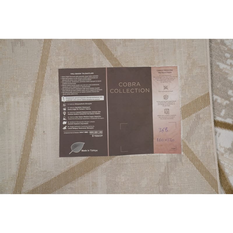 Machine Made Oriental Polyester Carpet Modern Geometric Beige & Ivories Modern Area Rug - 7' 5'' X 5' 2''