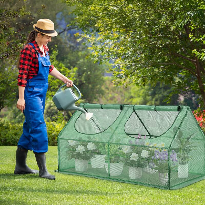 Aoodor Mini Greenhouse with 2 Zipper Doors,