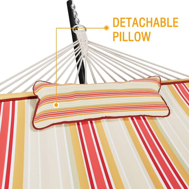 VEIKOUS 12 ft. Quilted Camping Portable Hammock with Stand and Detachable Pillow for 2-Person