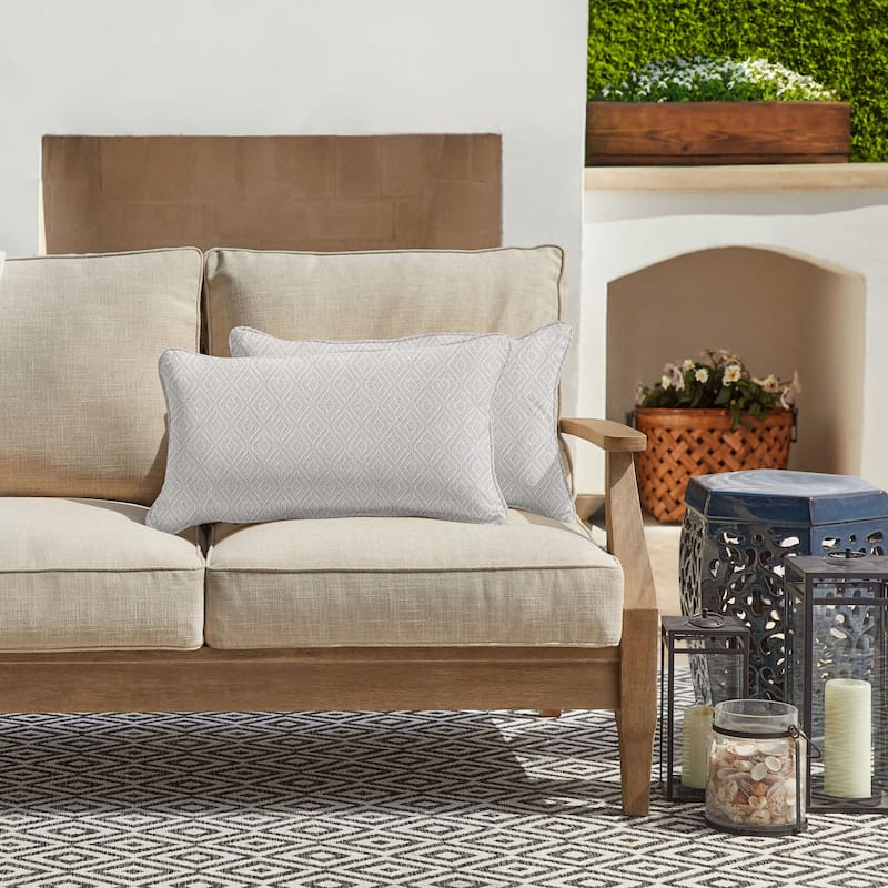 Sorra Home Sunbrella Outdoor Corded Pillow Set of 2 - 16 in H x 26 in W x 6 in D - Retain Oyster