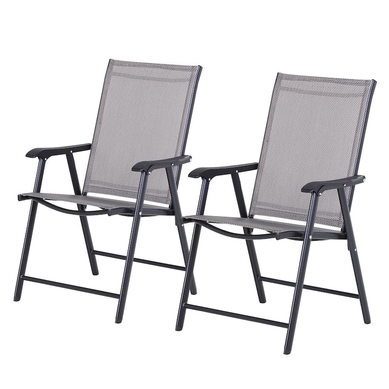 Podena Grey Folding Patio Chairs (Set of 2) by Havenside Home