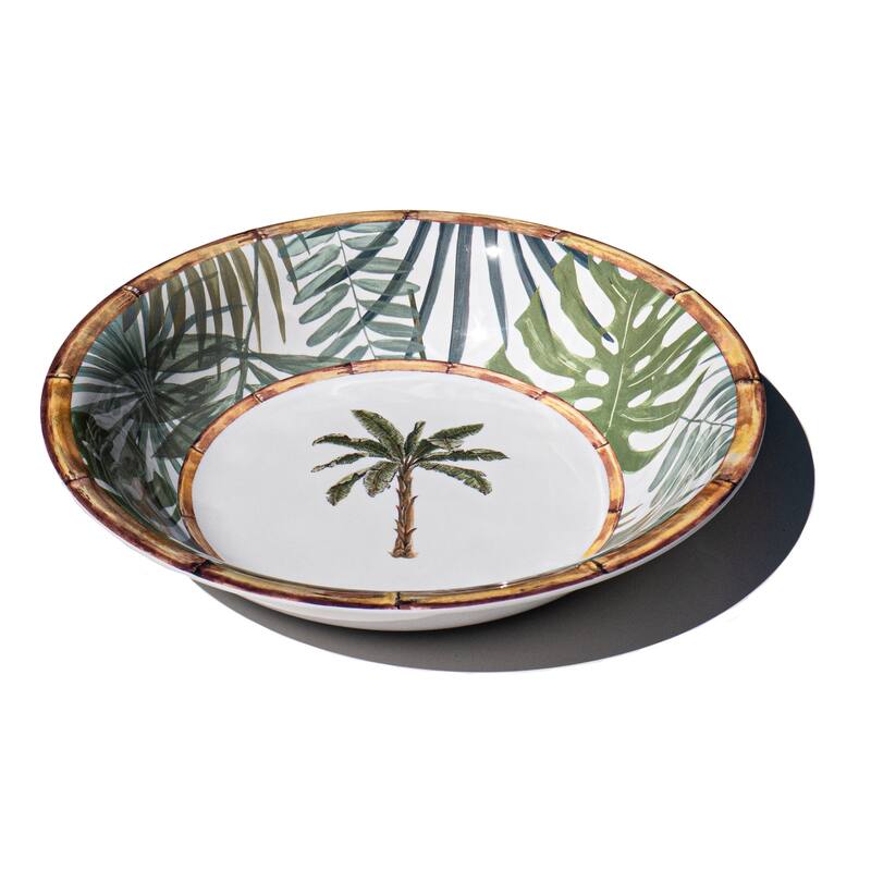Abode Homewares Rainforest Palm Melamine Serving Bowl - Green - 13.8" - Green
