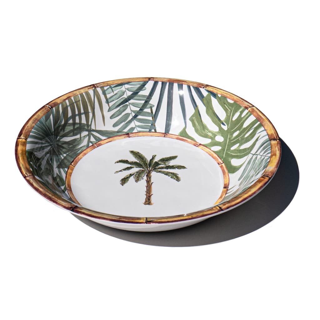 Abode Homewares Rainforest Palm Melamine Serving Bowl - Green - 13.8"