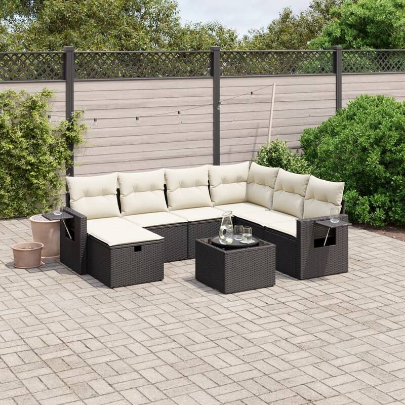 vidaXL Garden Sofa Set - Black and cream Large 33.5 x 92.1 x 70.5