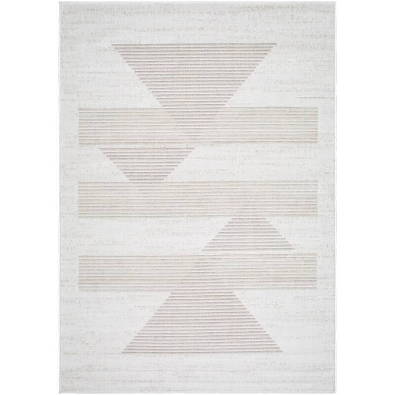 Livabliss Alara Modern Geometric Area Rug - Light Gray/Light Brown/Gray - 6'7" x 9'