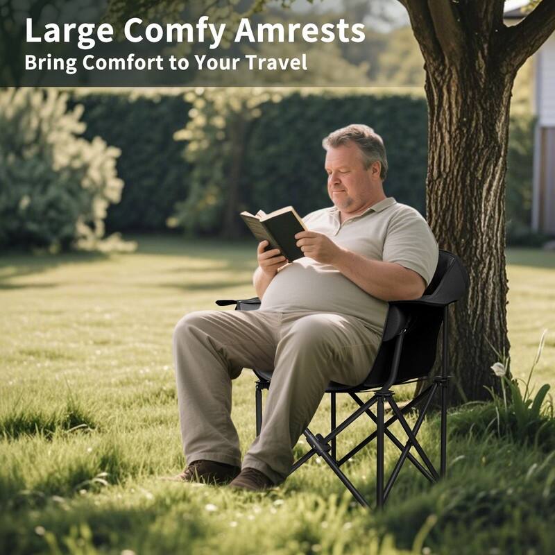Oversized Padded Camping Chair with Armrests, Outdoor Sports, Camping