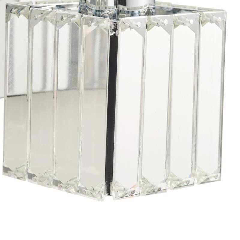 Modern Polished Chrome 4-Light Exquisite Textured Crystal Bathroom Vanity Lighting
