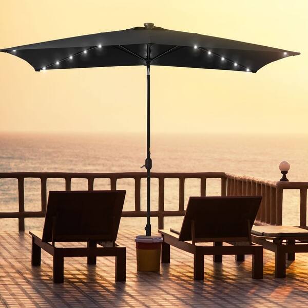 AOOLIMICS Outdoor Solar LED 10 x 6.5 Ft Patio Table Umbrellas Bed