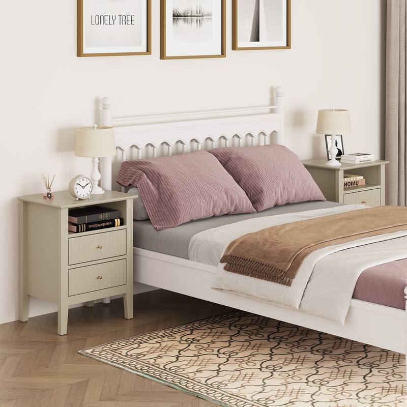 Nightstand with 2 Drawers, Set of 2